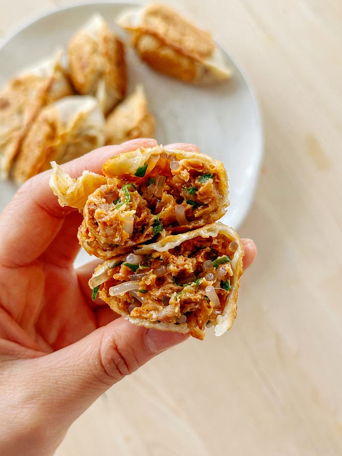 Vegan Kimchi Mandu - Korean Dumplings