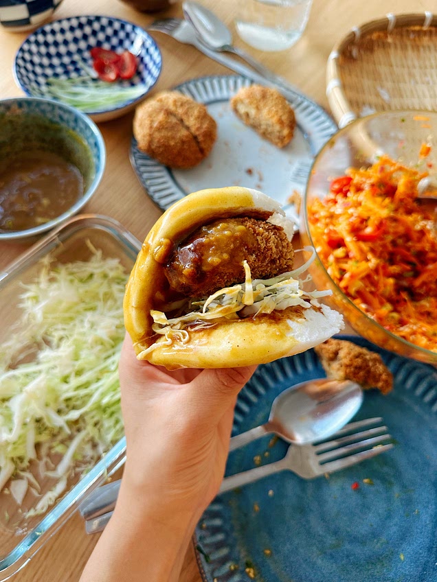 Japanese Croquette Bao with Curry Sauce