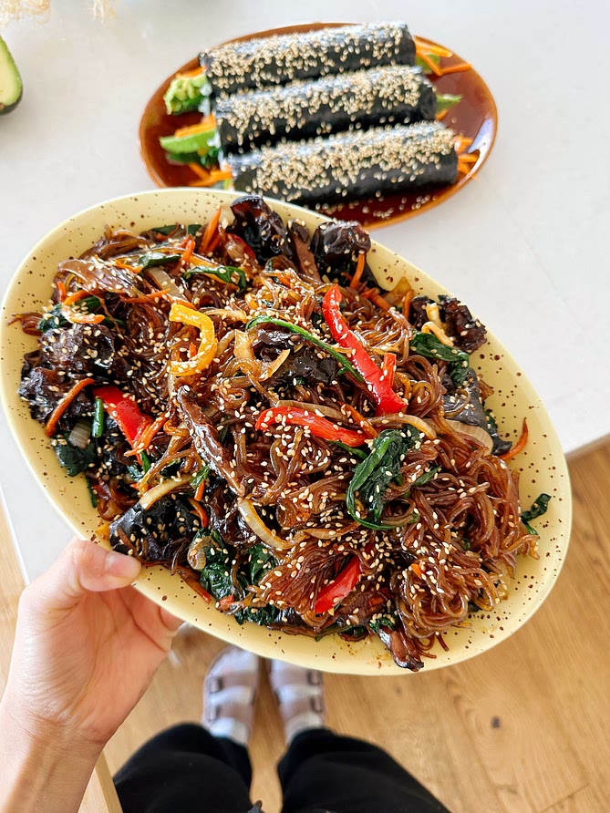 Vegetable Japchae - Korean Stir-fried Glass Noodles